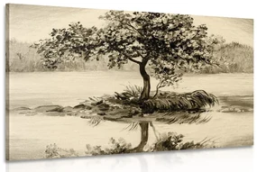 Tablou cireș oriental în design sepia