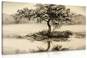 Tablou cireș oriental în design sepia