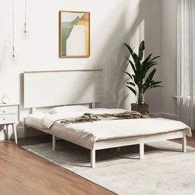 3104784 vidaXL Cadru de pat, alb, 140x190 cm, lemn masiv de pin
