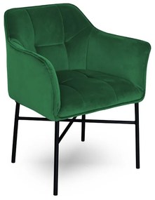 Scaun tapițat cu cotiere Rozalio - Verde Magic Velvet 2225 / Picioare negru