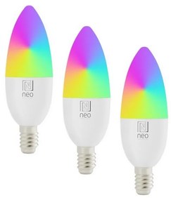 SET 3x bec LED RGB dimabil Immax NEO 07716CDO E14/6W/230V Wi-Fi Tuya + telecomandă