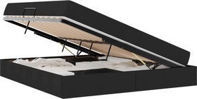 vidaXL Pat cu saltea și spațiu de depozitare Negru 160 x 200 cm