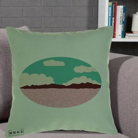 Perna Decorativa Peisaj Desert Oval Pastel, 40x40 cm, Verde, Husa Detasabila, Perna Inclusa, BEKZ®