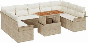 vidaXL Set de canapele pentru grădină 10 pcs Bej Rattan poli