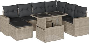 vidaXL Set mobilier de grădină cu perne, 8 piese gri deschis poliratan