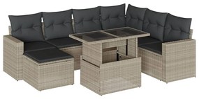 3267442 vidaXL Set mobilier de grădină cu perne, 8 piese gri deschis poliratan