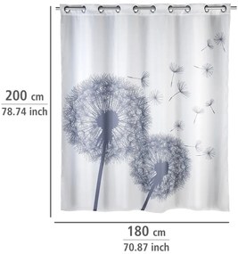Perdea duș anti mucegai Wenko Dandelions, 180 x 200 cm, alb