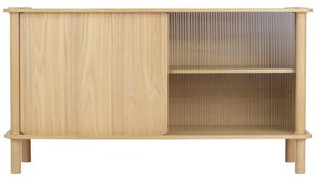 Vitrină în culoare naturală din lemn de stejar cu ușă glisantă 135x73,5x48 cm Italic – UMAGE