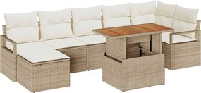 vidaXL Set de masă pentru grădină cu pernă 8 pcs Bej și crem