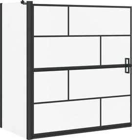 vidaXL Ecran de baie pentru duș Negru și transparent 116 x 68 x 128 cm