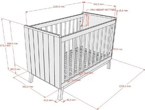 Pătuț bej din lemn de pin cu înălțime reglabilă 60x120 cm Sezane – Vipack