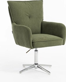 HR250K Scaun Catifea Reiată Premium culoare verde salvie Bază Cromata