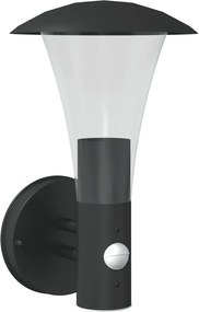 vidaXL Lampă exterioară de perete cu senzor, negru, oțel inoxidabil