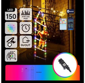 Aigostar - Decorațiune de Crăciun LED RGBICW pentru exterior, 150 LED, 230 V, 3 m, IP44, cu telecomandă
