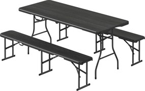 Outsunny Set masă pliantă și bănci de picnic 180 cm cu mânere de transport, negru | Aosom Romania