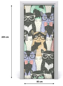 Autocolante pentru usi pisici ochelari