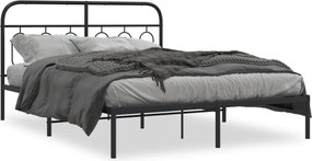vidaXL Cadru de pat metalic cu tăblie, negru, 140x190 cm