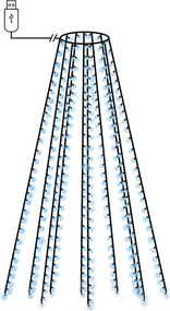 vidaXL Instalație pom de Crăciun cu 300 LED-uri albastru 300 cm