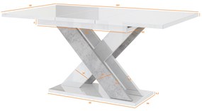 Masă de sufragerie Xalin (alb lucios + piatră) (pentru 4 până la 6 persoane). 1055284