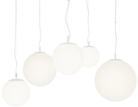 Lustra cu 5 pendule design modern Basic form alb