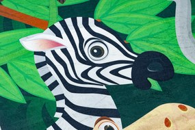 BAMBINO 2705 covor lavabil Animale, Africa pentru copii anti-alunecare - verde / maro