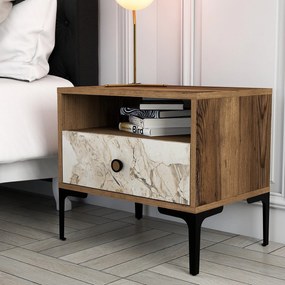 Noptieră Lizbon 531 - Walnut, White