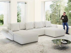 Colțar extensibil dumonde cu ladă de depozitare si sezut confortabil din spuma high-density, Berlin U Zoom Grey 380x180 cm