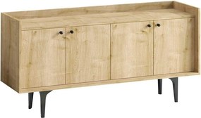 Comoda NAVI, stejar/negru, PAL melaminat/metal, 150x40x80 cm