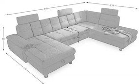 Coltar Extensibil U Bala, Dreapta, Cu Lada, Albastru, 88 x 233 x 349 Cm