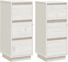 vidaXL Servante, 2 buc., alb, 32x34x75 cm, lemn masiv de pin