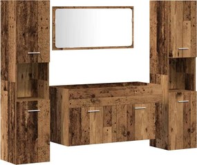 vidaXL Set mobilier de baie, 4 piese, lemn vechi, lemn prelucrat