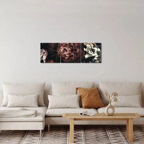Tablou - Flori întunecate (cu ceas) (90x30 cm)