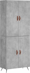 vidaXL Dulap înalt, gri beton, 69,5x34x180, lemn compozit