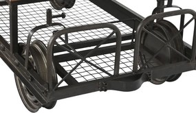 Măsuță de cafea dreptunghiulară din lemn și metal, natur și negru, pe roți, finisaj patinat, 48 x 147 x 76 cm, „Ferros” – Ethnic Collections