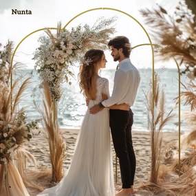 Outsunny Set de 3 Arcade de Grădină pentru Nunți, 120x40x220 cm, Auriu | Aosom Romania