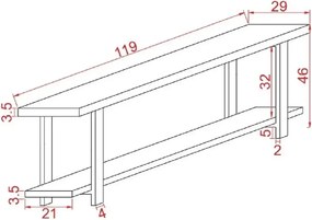 Masa+2 bancheta metal,lemn, Homs, 120 x 70 x 75 cm,seria A620, 30322