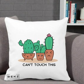Perna Decorativa Cactus Funny Can't Touch This, 40x40 cm, Alba Mata, Husa Detasabila, Perna Inclusa, BEKZ®