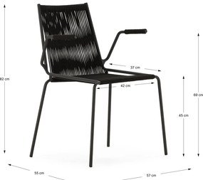 Scaune de dining negre cu cotiere/stivuibile 2 buc. din metal Emily – Marckeric