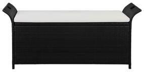 44183 vidaXL Bancă de depozitare cu pernă, negru, 138 cm, poliratan