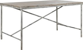 Masă dining décapé din lemn de mango, natur, 12 locuri, cu cadru metalic în X, 78,5 x 240 x 90 cm, „Freya”