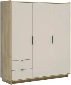 Dulap DALVA, stejar/casmir, PAL, cu 3 usi si 2 sertare, 180x60x202 cm