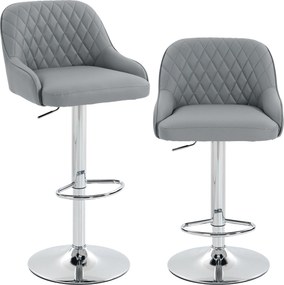 HOMCOM Set de 2 Scaune de Bar Rotative Reglabile pentru Bucătărie, Gri Deschis | Aosom Romania