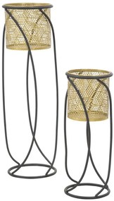 Set 2 suporturi pentru ghivece aurii/negre din metal, ∅ 23 - ∅ 20 cm, Curvy Mauro Ferretti