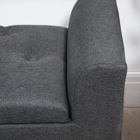 HOMCOM Bancă de Scaun cu Depozitare, Bancă Tapitată cu Aspect de In, Picioare de Lemn, Bancă de Pat cu Capacitate de încărcare de până la 130 kg, pentru Sufragerie Dormitor Hol, 116 x 44 x 58 cm Gri Închis | Aosom Romania