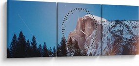 Tablou - Crestele munților noaptea (cu ceas) (90x30 cm)
