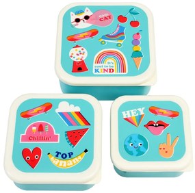 Cutii de gustări pentru copii turcoaz 3 buc. Top Banana – Rex London