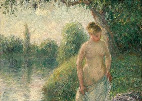 Tablou pe sticlă - Camille Pissarro, The Bather, reproducere (70x50 cm)