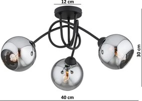BRILAGI - Lustră aplicată DIOR 3xE27/60W/230V negru/gri fumuriu