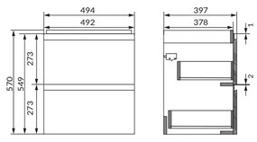 Dulap baie suspendat Cersanit Moduo 50 pentru lavoar, antracit mat 500 mm