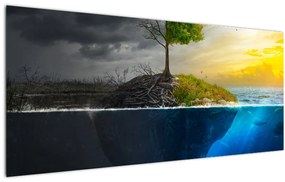 Tablou reprezentând două părți (120x50 cm)